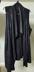 Women's Black Leather Sleeveless Vest